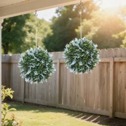 STILVORA Set of 2 Artificial Topiary Balls 27 cm Blue - thumbnail 3
