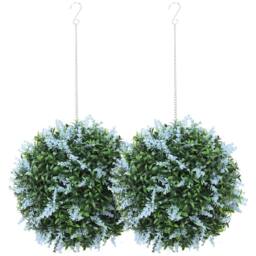STILVORA Set of 2 Artificial Topiary Balls 27 cm Blue - thumbnail 5