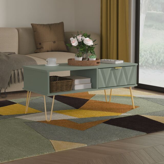 Ready Assembled 2 U Dallas 1 Drawer Coffee Table (Ready Assembled) in Pale Green - image 1