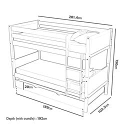 Interior Emporium Ltd Lily Wooden Bunk Bed with Single Mattress - Solid Pine Space-Saving Frame - Kids Bedroom Furniture - Grey - thumbnail 5