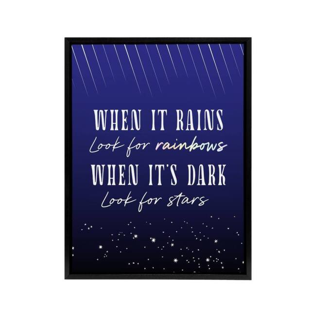 "Artery8 When It's Dark Look For Stars Oscar Wilde Quote Framed Canvas Art in Blue - Size: W12"" x H16""" - image 1