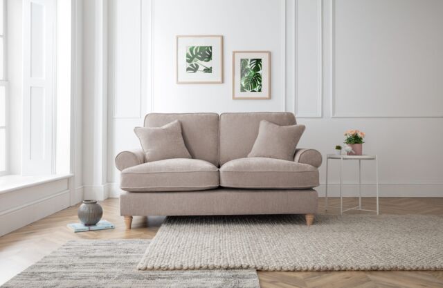 The Great Sofa Company Ezra 2 Seater Textured Velvet Sofa - Scroll Arm in Taupe - image 1