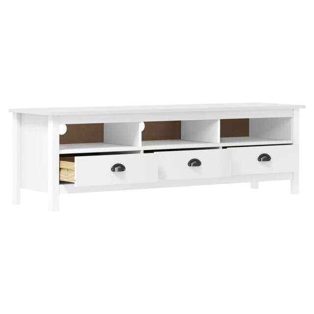 Berkfield Home TV Cabinet Hill White 158x40x47 cm Solid Pine Wood - Size: 158 x 40 x 47 cm - image 1