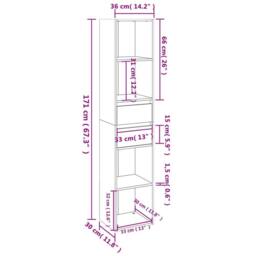 Berkfield Home Modern Book Cabinet White 36x30x171 cm Engineered Wood - Size: 36 x 30 x 171 cm - thumbnail 6