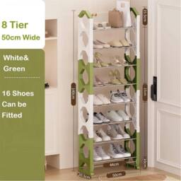 Nordara White&Green 50cm 8-Tier Shoe Rack Storage for 16 Pairs in Green - thumbnail 5