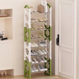 Nordara White&Green 50cm 8-Tier Shoe Rack Storage for 16 Pairs in Green - thumbnail 1