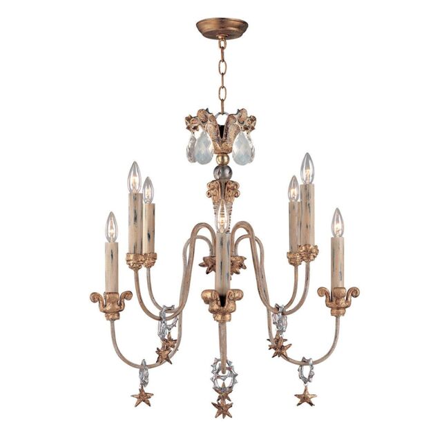 Loops 8 Bulb Chandelier Hanging Pendant LIght Gold & Silver LED E14 60W Bulb in Metallics - image 1
