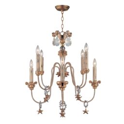 Loops 8 Bulb Chandelier Hanging Pendant LIght Gold & Silver LED E14 60W Bulb in Metallics - thumbnail 1