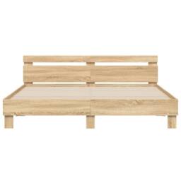 Berkfield Home Durable Bed Frame with LED without Mattress Sonoma Oak 200x200 cm in Light Oak - thumbnail 7