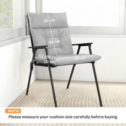 OUTSUNNY Garden Chair Cushions Set of 4, Waterproof Seat Pads, Light Grey - thumbnail 3
