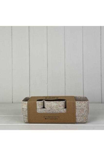 KDMD Earthy Oatmeal Chaff Trio Pots with Tray in Light Sand - image 1