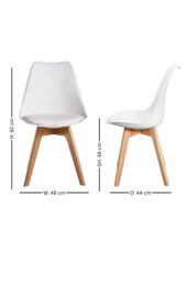 Life Interiors Set of 6 'Tulip Dining Chairs' Leather Padded Seat Solid Wood Legs in White - thumbnail 9