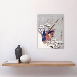"Artery8 Pheasant In Snow Japan Wall Art Print Utagawa Hiroshige in Orange - Size: W12"" x H16""" - thumbnail 4