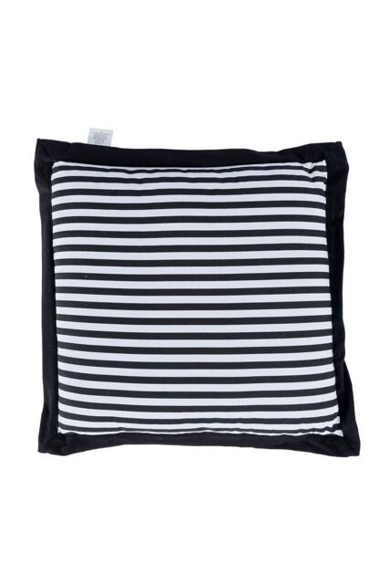 Homescapes Handmade Striped Seat Pad Soft Cotton Dining Chair Cushion in Black - Size: 40 cm x 40 cm - image 1