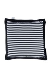 Homescapes Handmade Striped Seat Pad Soft Cotton Dining Chair Cushion in Black - Size: 40 cm x 40 cm