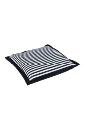 Homescapes Handmade Striped Seat Pad Soft Cotton Dining Chair Cushion in Black - Size: 40 cm x 40 cm - thumbnail 2