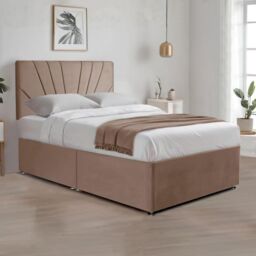 "Bed Time UK Plush Divan Bed with 20"" Sunrise Headboard, 2 Drawers & Mattress in Beige - Size: Single" - thumbnail 3