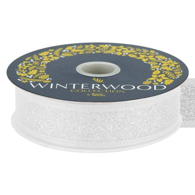 VFM e-Store Christmas Ribbon Garland Decoration 4cm x 10cm White X 1 - Size: 4 cm x 10 cm - image 1