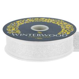 VFM e-Store Christmas Ribbon Garland Decoration 4cm x 10cm White X 1 - Size: 4 cm x 10 cm - thumbnail 1