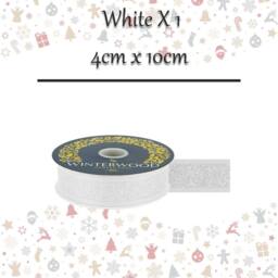 VFM e-Store Christmas Ribbon Garland Decoration 4cm x 10cm White X 1 - Size: 4 cm x 10 cm - thumbnail 2