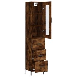 Berkfield Home Highboard Smoked Oak 34.5x34x180 cm Engineered Wood in Brown - thumbnail 4