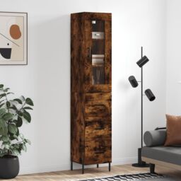 Berkfield Home Highboard Smoked Oak 34.5x34x180 cm Engineered Wood in Brown - thumbnail 1
