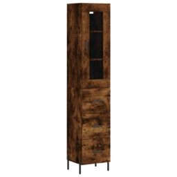 Berkfield Home Highboard Smoked Oak 34.5x34x180 cm Engineered Wood in Brown - thumbnail 2