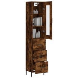 Berkfield Home Highboard Smoked Oak 34.5x34x180 cm Engineered Wood in Brown - thumbnail 3