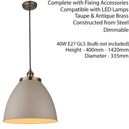 Loops Hanging Ceiling Pendant Light GREY & ANTIQUE BRASS Industrial Lamp Bulb Holder - thumbnail 2