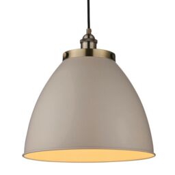 Loops Hanging Ceiling Pendant Light GREY & ANTIQUE BRASS Industrial Lamp Bulb Holder