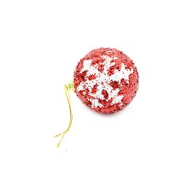 Shatchi Red Glitter Christmas Tree Baubles Soft Foam Xmas Home Decor - thumbnail 1
