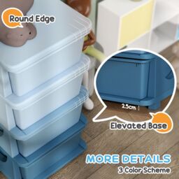 HOMCOM Kids Storage Units with Drawers 4 Tier Chest Dresser Tower in Blue - thumbnail 5