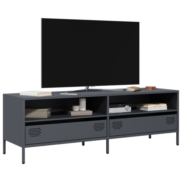 Berkfield Home TV Cabinet Anthracite 135x39x43.5 cm Cold-rolled Steel in Black - image 1