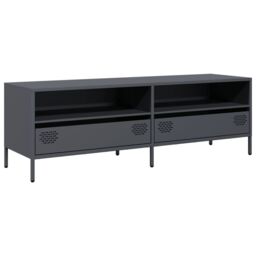 Berkfield Home TV Cabinet Anthracite 135x39x43.5 cm Cold-rolled Steel in Black - thumbnail 2