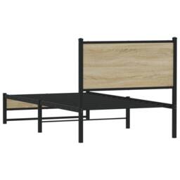 Berkfield Home Metal Bed Frame without Mattress Sonoma Oak 75x190 cm Small Single in Brown - thumbnail 7