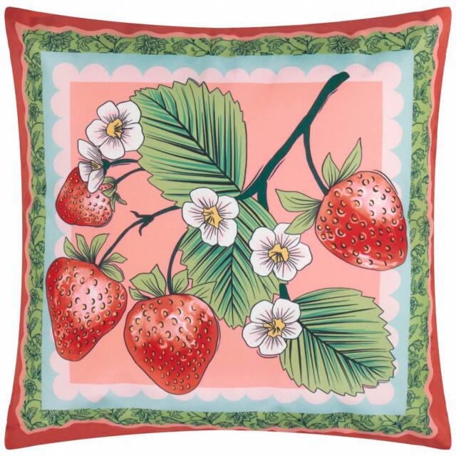 Furn Anemone Strawberries Floral Outdoor Cushion - image 1