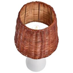 Wyld and Coco White Ceramic Table Lamp with Natural Rattan Shade - thumbnail 4