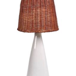 Wyld and Coco White Ceramic Table Lamp with Natural Rattan Shade - thumbnail 2