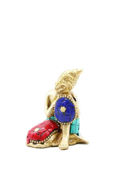 KDMD Brass Buddha Figure - Thoughtful Pose, 6.5cm Decorative Accent in Gold - image 1