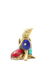 KDMD Brass Buddha Figure - Thoughtful Pose, 6.5cm Decorative Accent in Gold