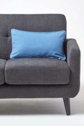 Homescapes Cotton Plain Cushion Cover in Bright Blue - Size: 60 cm x 60 cm - thumbnail 4