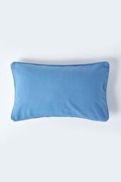 Homescapes Cotton Plain Cushion Cover in Bright Blue - Size: 60 cm x 60 cm - thumbnail 1