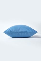 Homescapes Cotton Plain Cushion Cover in Bright Blue - Size: 60 cm x 60 cm - thumbnail 2