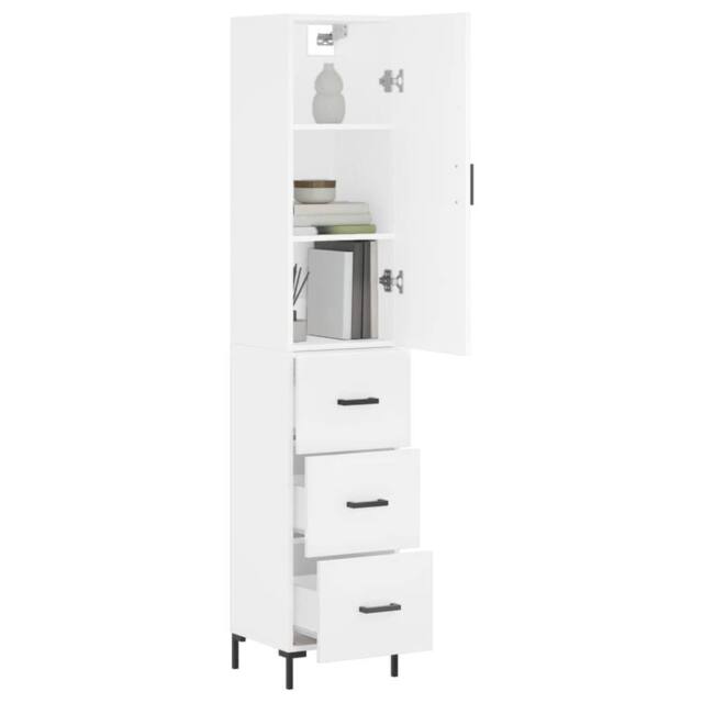 Berkfield Home Highboard White 34.5x34x180 cm Engineered Wood - image 1