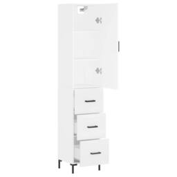 Berkfield Home Highboard White 34.5x34x180 cm Engineered Wood - thumbnail 4