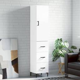 Berkfield Home Highboard White 34.5x34x180 cm Engineered Wood - thumbnail 2