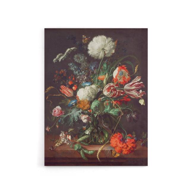 "Artery8 Jan Davidsz De Heem Vase Of Flowers Canvas Wall Art Print - Size: W18"" x H24""" - image 1