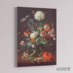 "Artery8 Jan Davidsz De Heem Vase Of Flowers Canvas Wall Art Print - Size: W18"" x H24""" - thumbnail 2