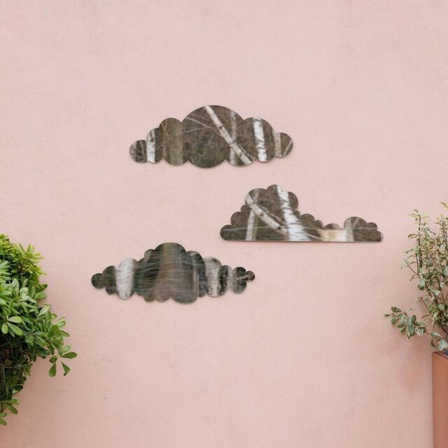Primrose Wall Mounted Cloud Silhouette Acrylic Decorative Frameless Mirror Wall Art Set of 3 in Silver - Size: 3 Pack - image 1