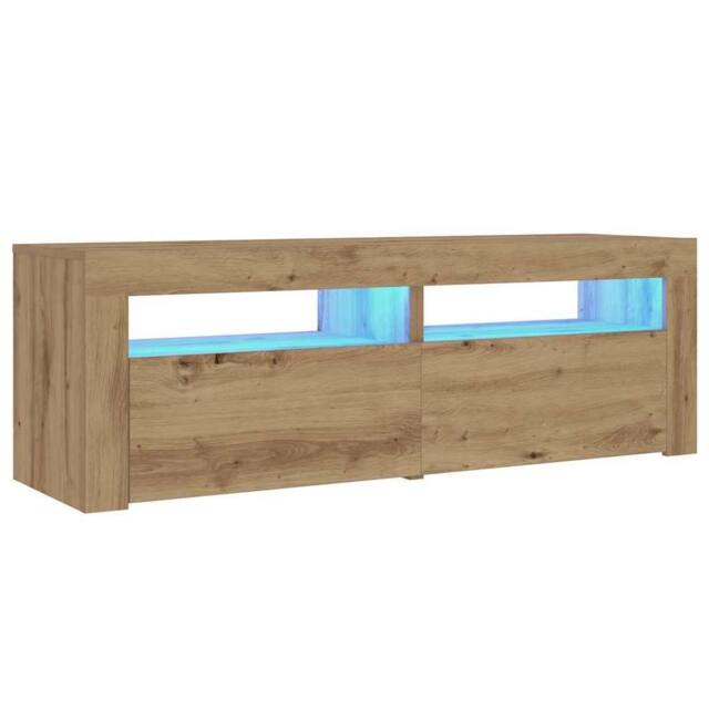 Berkfield Home Modern Bedside Cabinets 2 pcs with LEDs Artisan Oak 60x35x40 cm in Brown - Size: 60 x 35 x 40 cm - image 1